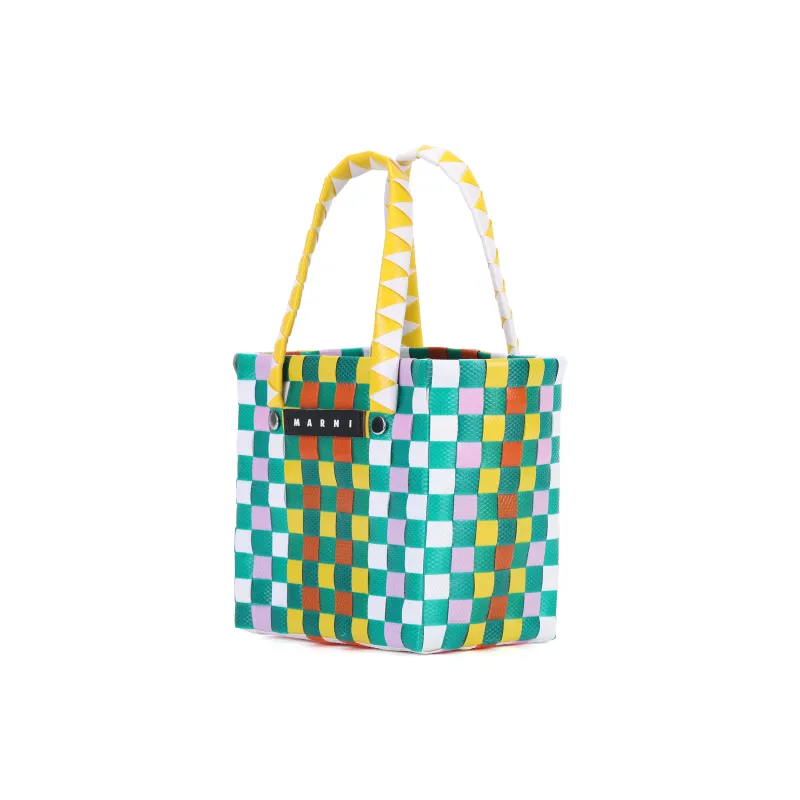 MARNI Polypropylene With Cow Leather One Shoulder Handbag Extra Mini Kids' Green & White & Yellow & Pink-3