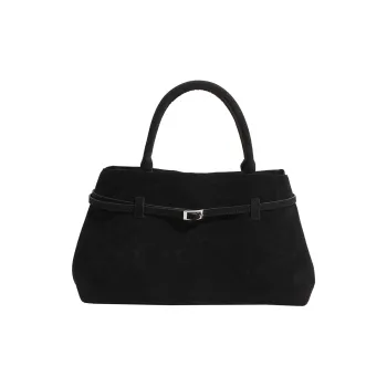 Yalu Suede Material Handbag Regular Women's Black/Coffee/Brown