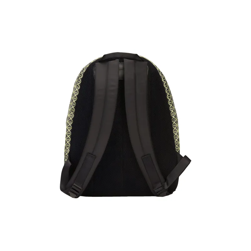 ISSEY MIYAKE Cotton With Cow Leather Backpack Women's Black & Green-3