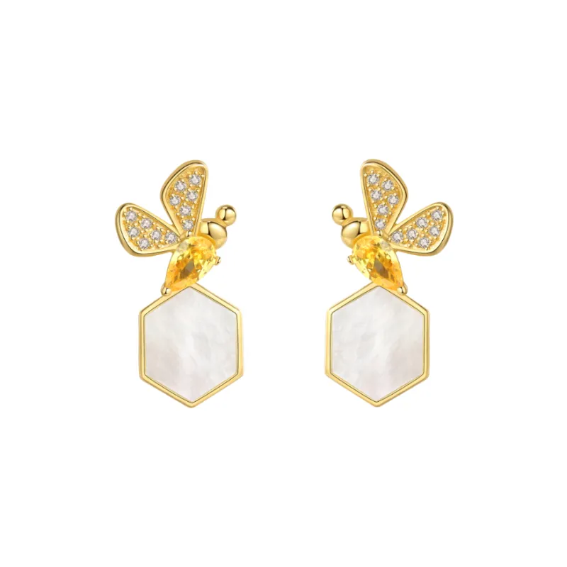 BABYBEI 925 Sterling Silver Mother Of Pearl Clip On Earrings Women's-0