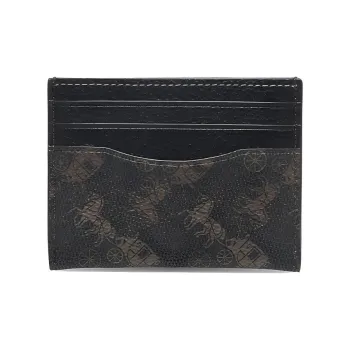 COACH Coated Canvas With Leather Coin Purses Card Holders Women's Dark Brown Print