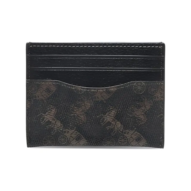 COACH Coated Canvas With Leather Coin Purses Card Holders Women's Dark Brown Print-0