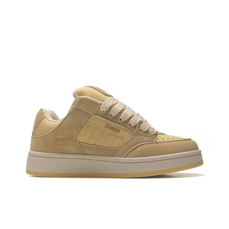 STUR YSN Wear resistant And Lightweight Low Top Skateboard Shoes Women's Almond Yellow-1