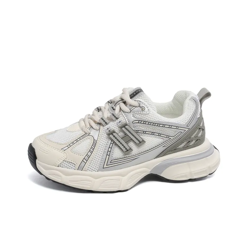WESTLINK Lightweight Height Increasing Low Top Chunky Sneakers Women's Ecru/Gray-1