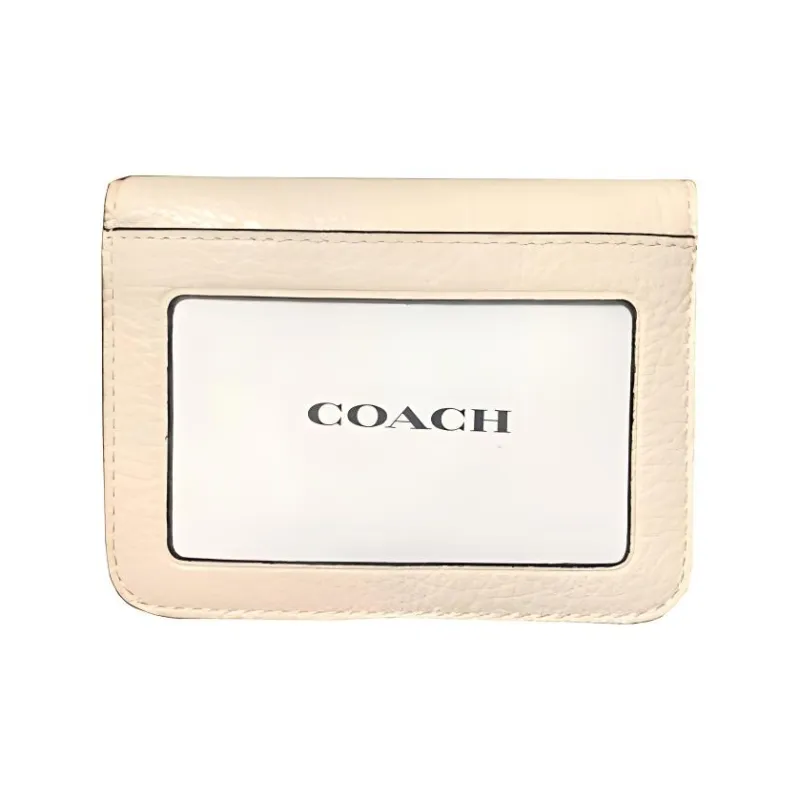 COACH Smooth Pebbled Leather Wallet Small Size Women's White-2