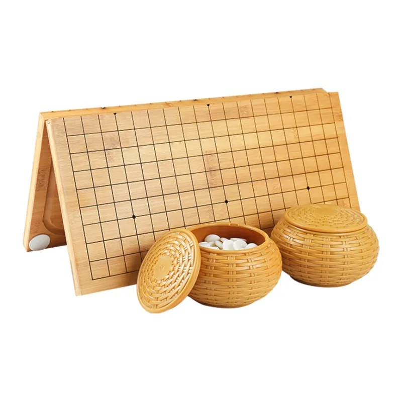 Miao Ji Go Five In A Row Large Size Set With Imitation Jade Stone Cloud Stone And Bamboo Folding Board Set Board Games-0