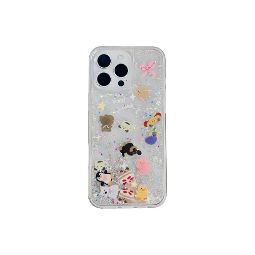 Wei Xin Acrylic Material Quicksand Small Animal Phone Cases Compatible With IPhone 16/15 Pro Max/Apple 13/14 Pro/Max