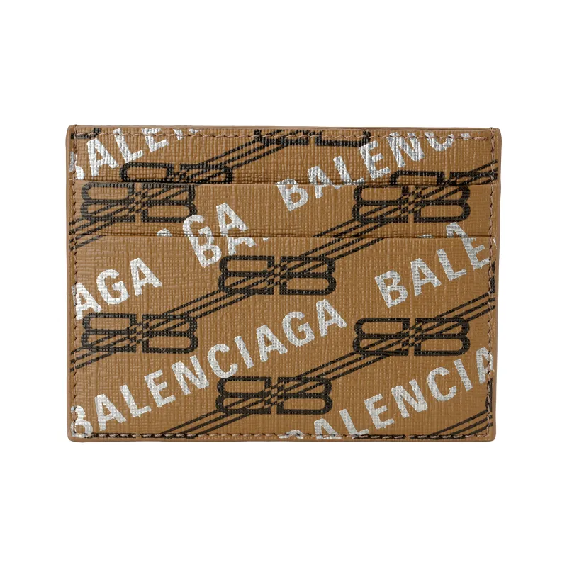 Balenciaga BB MONOGRAM SIGNATURE Coated Canvas Card Holder Card Holder Regular Men's Brown-1
