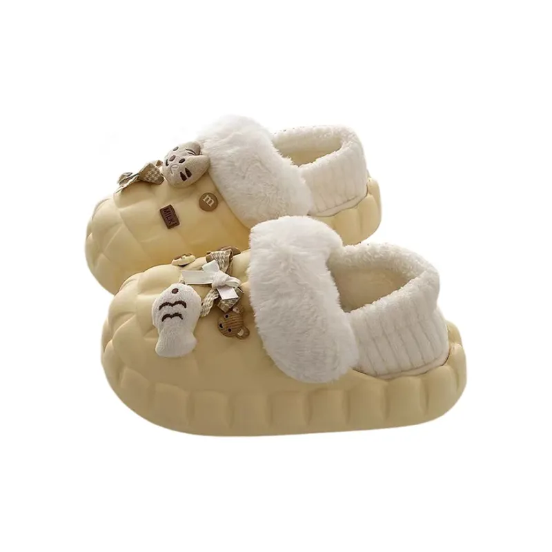 FGHGF Cotton Slipper Home Slippers White/Yellow/Pink-7
