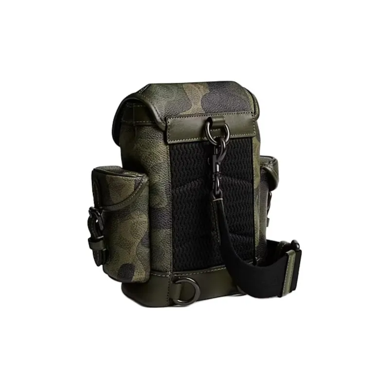 COACH Hitch Coated Canvas Shoulder Bag, Crossbody Bag Mini Men's Green Camouflage-1