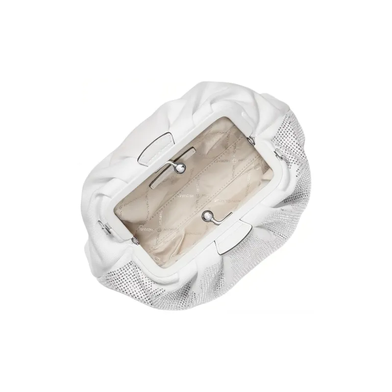 MICHAEL KORS Nola Cotton Shoulder Bag, Crossbody Bag, Handbag Small Size Women's Optical White Color-3
