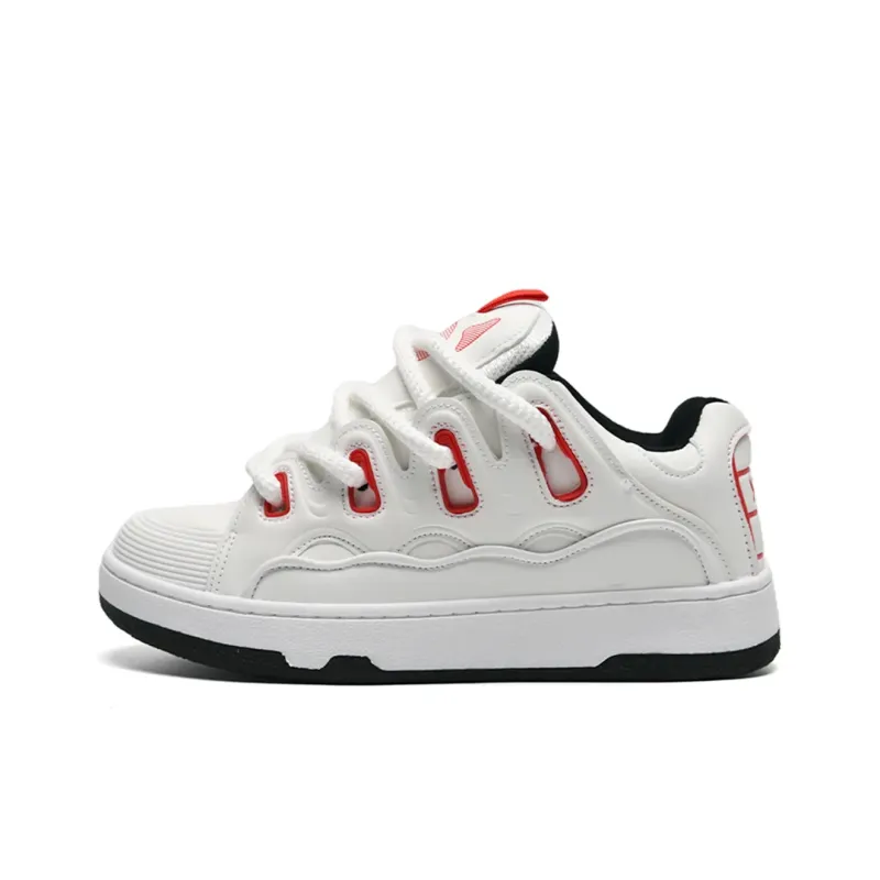 UNIITY Skateboard Shoes Unisex Low Top White Black/White Red-16