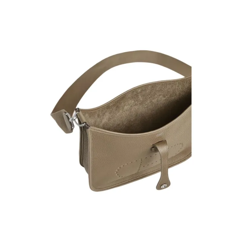 HERMES Evelyne Clemence Bullock Leather Shoulder Bag Women's 8Q BEIGE MARFA Marfa Mi-3