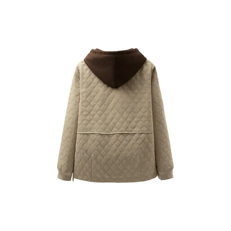 Cypress House Cropped Coat Women's Beige & Dark Coffee-1