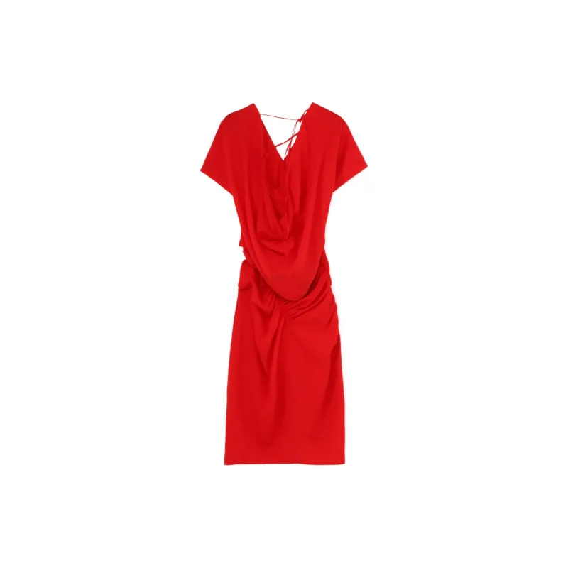 Yohji Yamamoto Short Sleeved Dress Women's Red-1