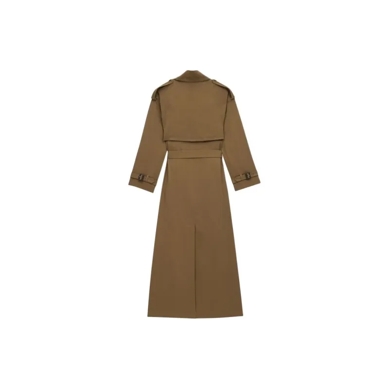 SAINT LAURENT Double Breasted Belted Trench Coat-1