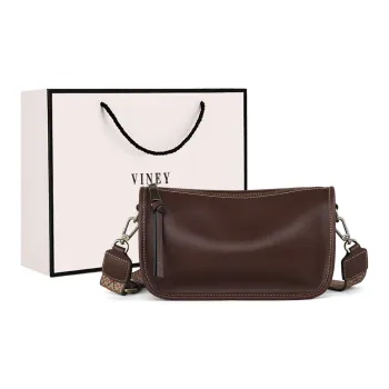 VINEY Cow Leather Shoulder Bag, Crossbody Bag, Pillow Bag Regular Women's Coffee