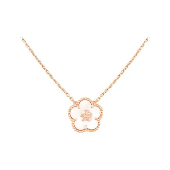 Van Cleef & Arpels Mother Of Pearl 18K Gold Necklaces Women's Rose Gold