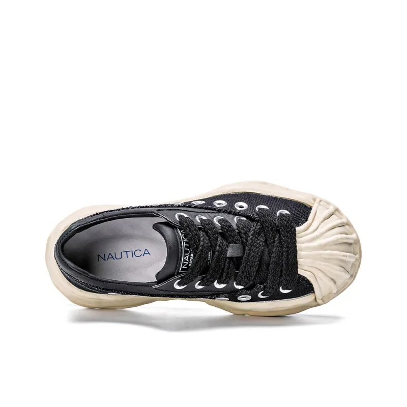 NAUTICA Slip Resistant Cushioning Wear Resistant Lightweight Height Increasing Low Top Skateboard Shoes Women's Black-4