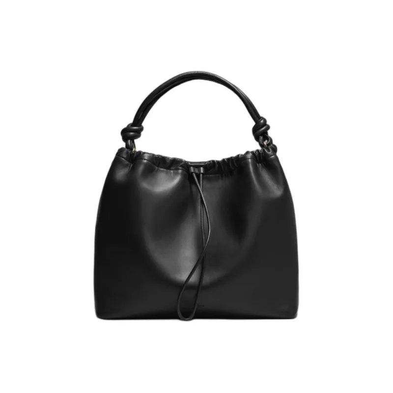 Other Stories Sheepskin Tote Bag Shopping Bag Shoulder Bag Handbag Large Size Women's Black-0