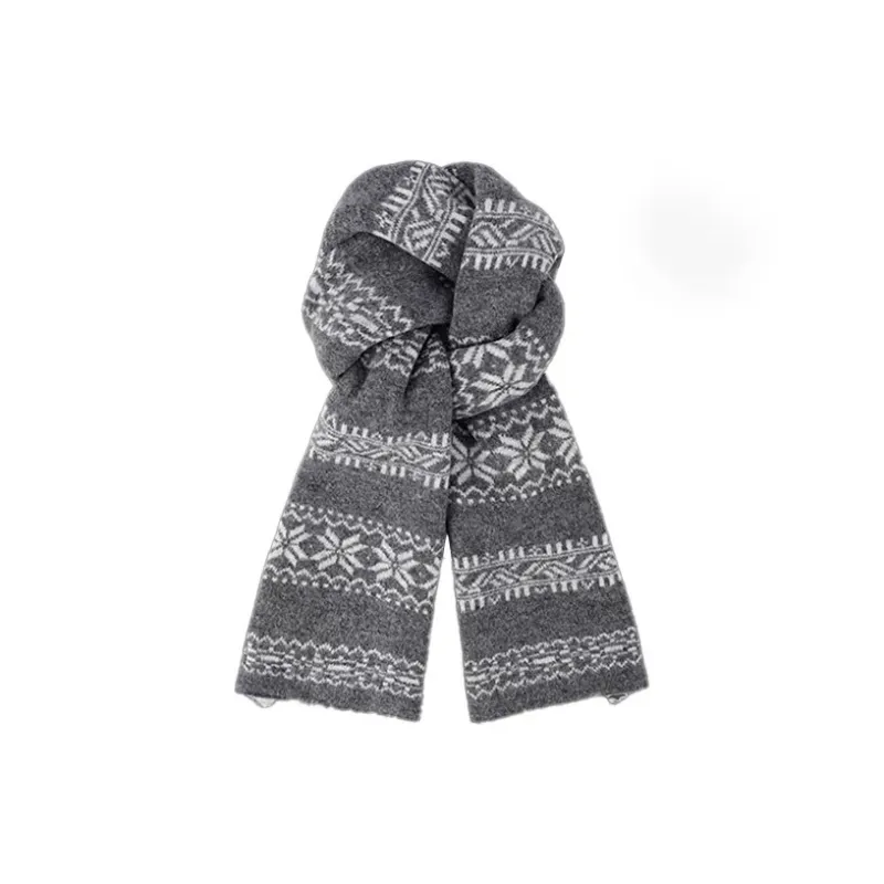 PISHUSHU Acrylic Knit Scarves Unisex Christmas Red-6