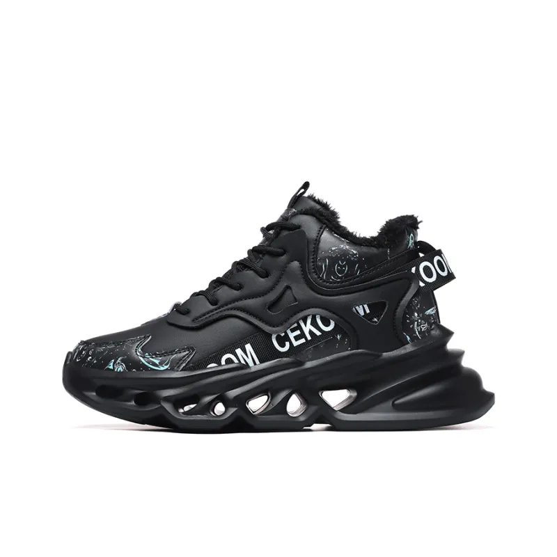 PNKE Anti Slip And Wear Resistant Height Increasing Warm Mid Top Chunky Sneakers Men's-35