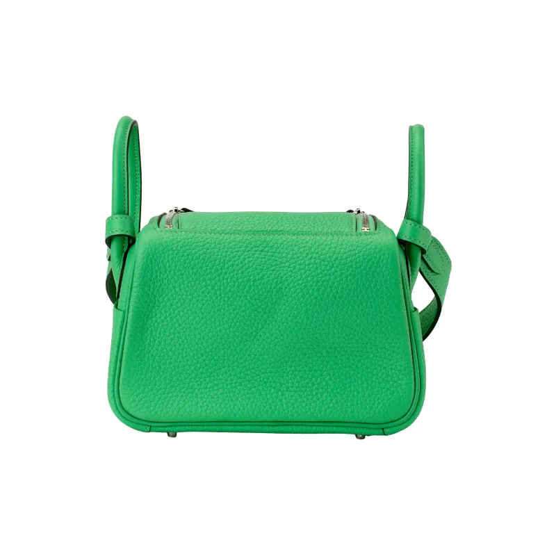 HERMES Lindy Clemence Bullock Leather Handbag, Shoulder Bag, Crossbody Bag Mini Women's 0Z Vert Comics Comic Green-4