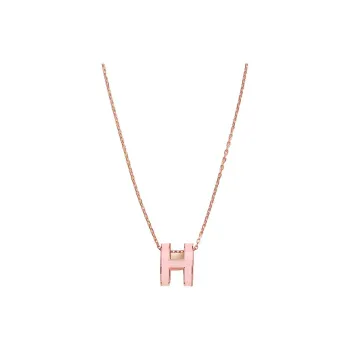 HERMES POP H Collection Enamel Necklaces Women's Chain Rose Gold