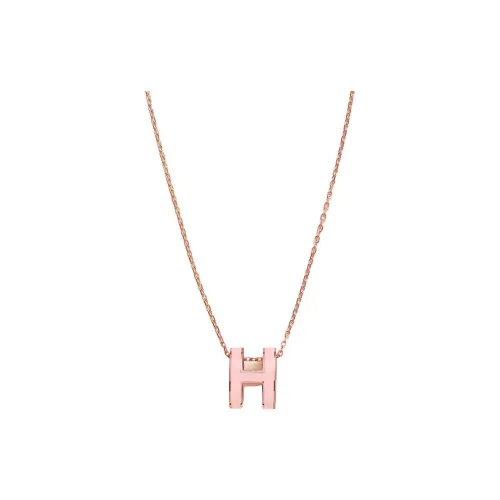 HERMES POP H Collection Enamel Necklaces Women's Chain Rose Gold