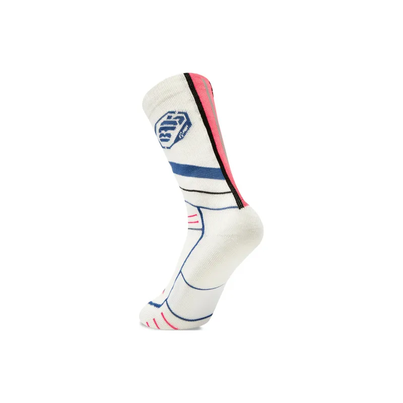 LiNing Basketball Collection Mid Calf Socks Unisex 1 Pack White/Multicolor Blue-1