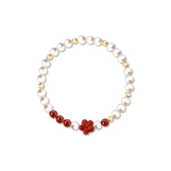SIMPLE JOYS Cinnabar Beaded Bracelet Stretch Women's
