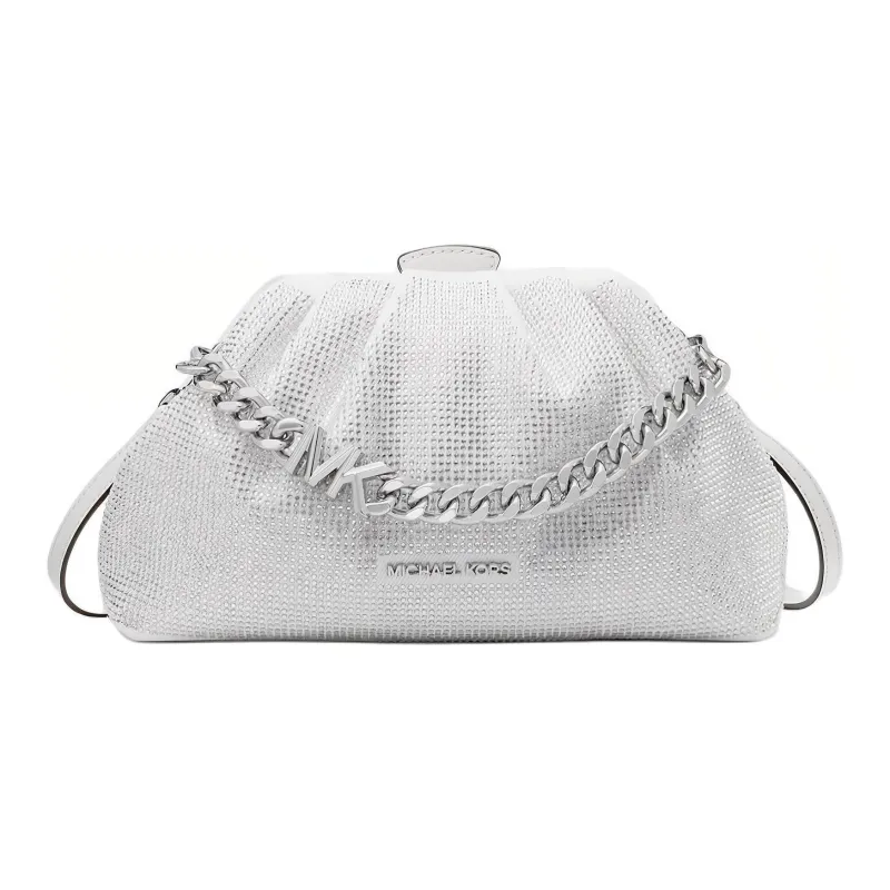 MICHAEL KORS Nola Cotton Shoulder Bag, Crossbody Bag, Handbag Small Size Women's Optical White Color-0