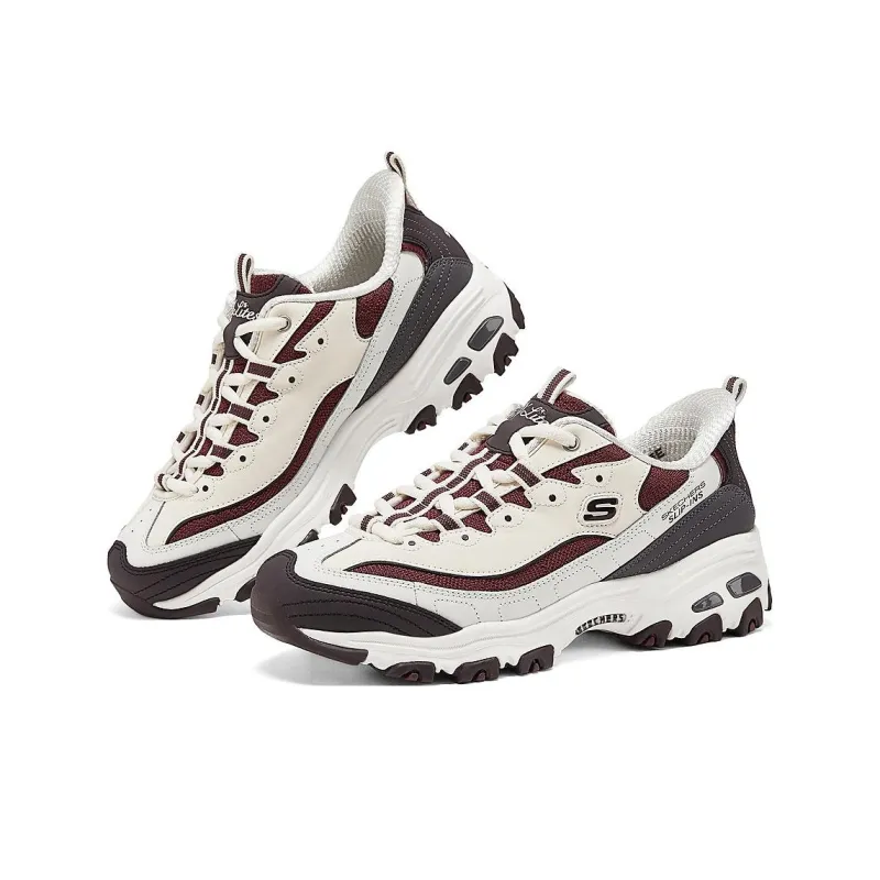 Skechers Anti-Slip Wear-Resistant Low-Top Chunky Sneakers Women's White Brown-3