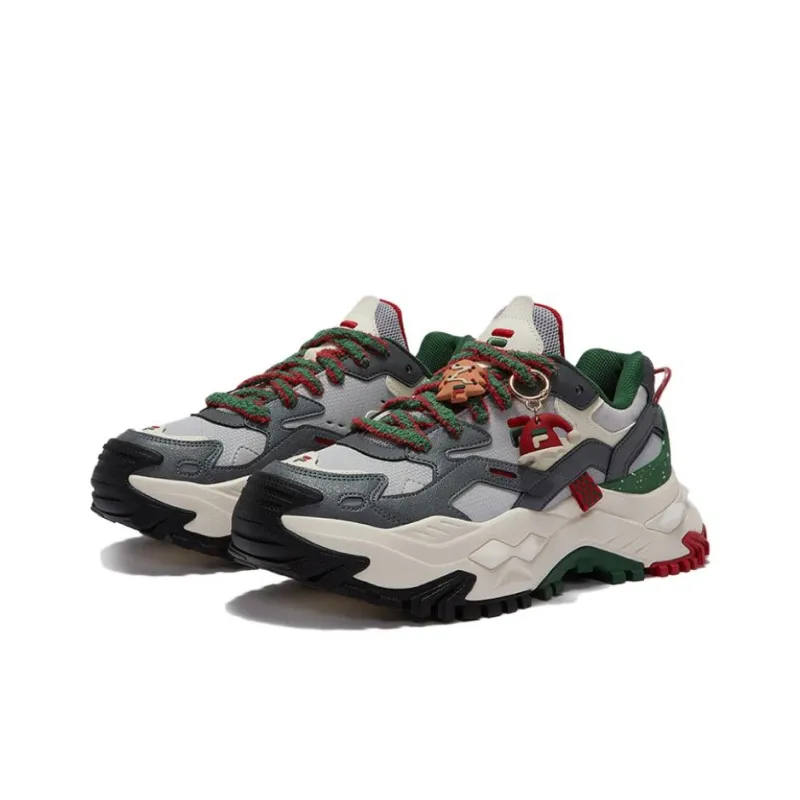 FILA FUSION BIANCO Cushioned Slip-Resistant Height Increasing Wear-Resistant Low-Top Running Shoes Men's Gray Green-1