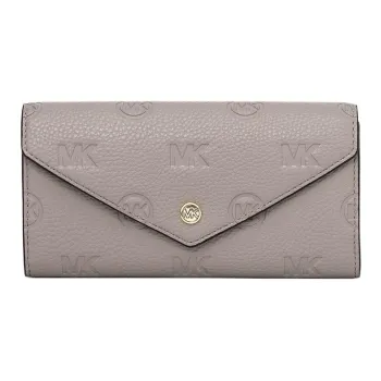 MICHAEL KORS Jet Set Travel PU Polyurethane Envelope Bag Wallet Large Size Women's Pearl Gray