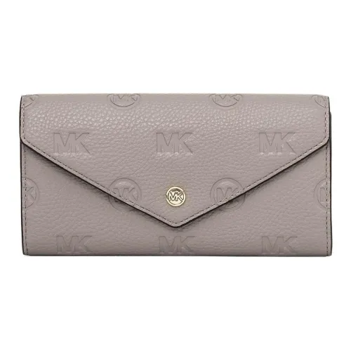 MICHAEL KORS Jet Set Travel PU Polyurethane Envelope Bag Wallet Large Size Women's Pearl Gray