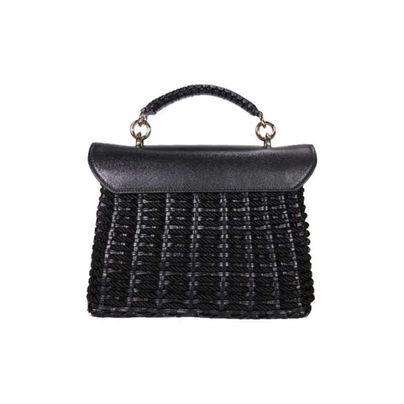 FERRAGAMO GANCINI Cow Leather Crossbody Handbag Women's Black-1