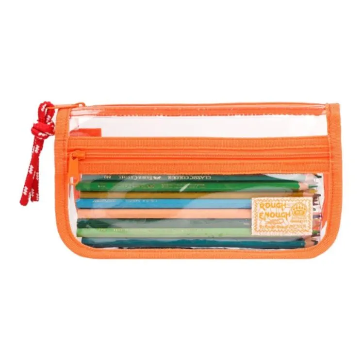 Rough Enough PVC Pen Pouch, Storage Bag, Makeup Bag, Toiletry Bag Regular Unisex Transparent Orange-4