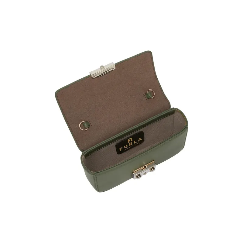 Furla Metropolis Collection Leather Shoulder Bag Crossbody Bag Women's Green-3