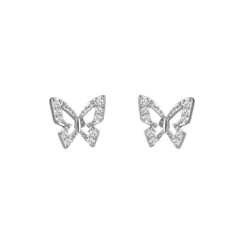 SUYG 999 Silver Zircon Stud Earrings Women's