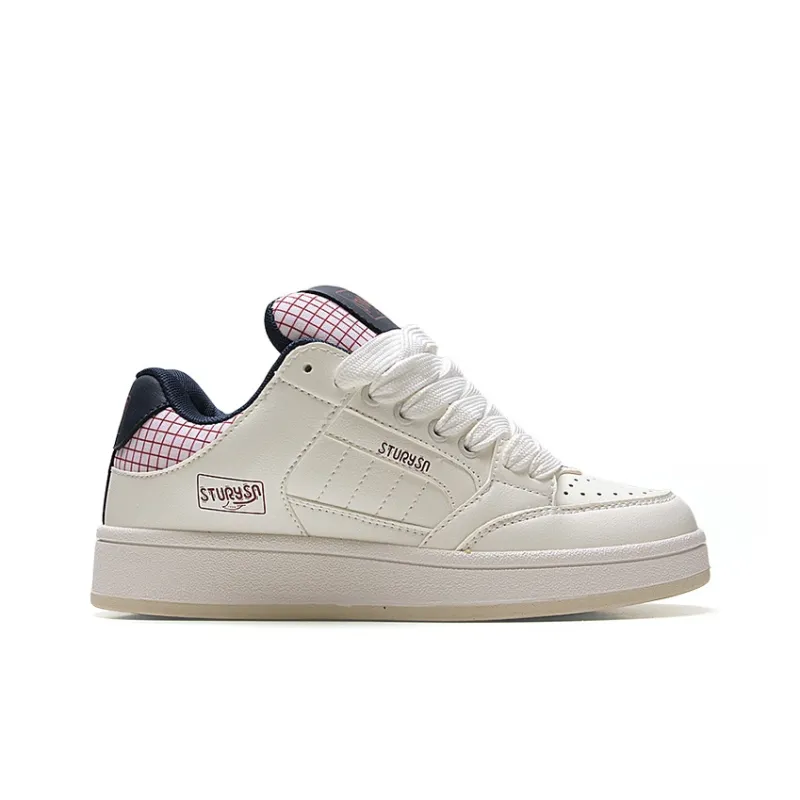 STUR YSN Wear resistant And Lightweight Low Top Skateboard Shoes Women's White Blue Red-2