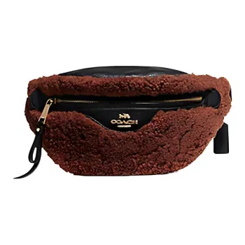 COACH Shearling Faux Suede With Pebbled Leather Sling Bag, Fanny Pack Tubas Women's Brown