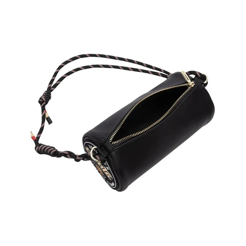 Anta Synthetic Leather Cylinder Bag Crossbody Bag Regular Unisex Basic Black-3