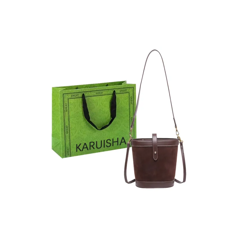 KARUISHA Suede Shoulder Bag Regular Women's Brown/Coffee-4