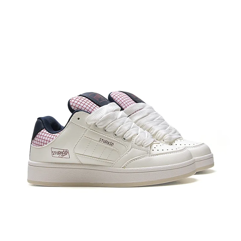 STUR YSN Wear resistant And Lightweight Low Top Skateboard Shoes Women's White Blue Red-3