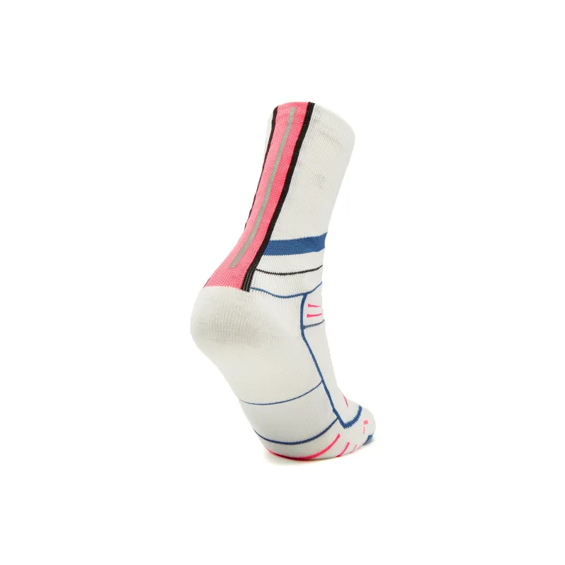 LiNing Basketball Collection Mid Calf Socks Unisex 1 Pack White/Multicolor Blue-2