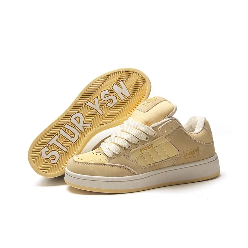 STUR YSN Wear resistant And Lightweight Low Top Skateboard Shoes Women's Almond Yellow-6
