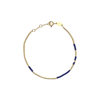 ANNI LU Brass 18K Gold-Plated Glass Beads Bracelets Unisex Blue