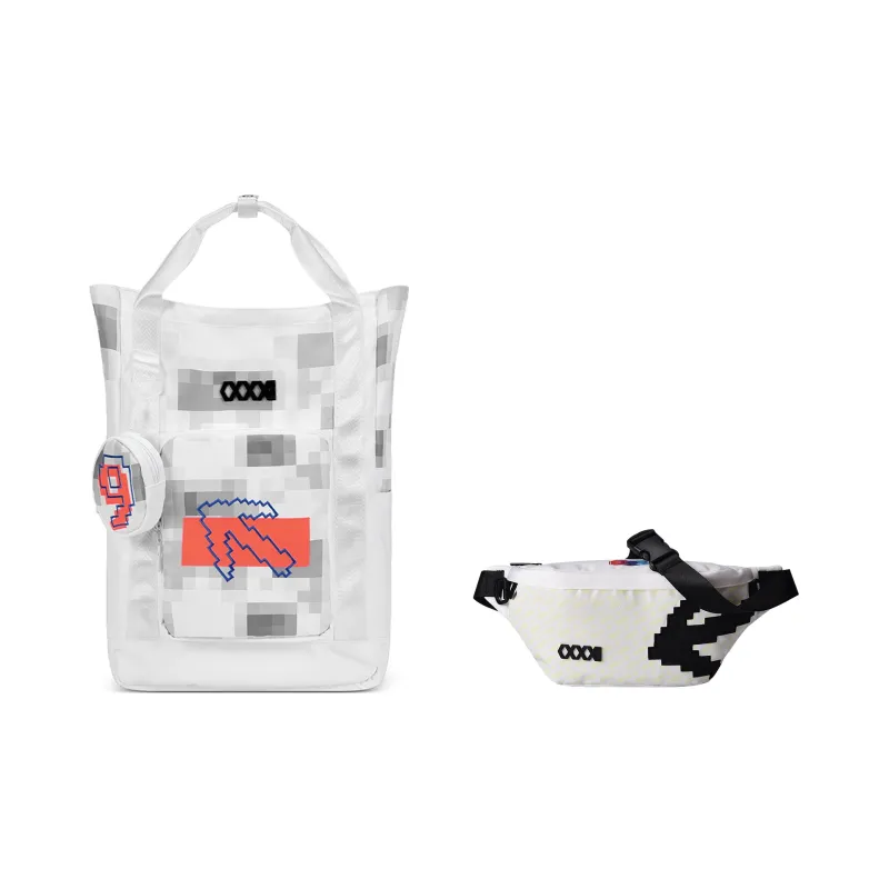 COEXISTENCE 3m Reflective Design Water Repellent Fabric Backpack Handbag Tubas Unisex White Orange-12