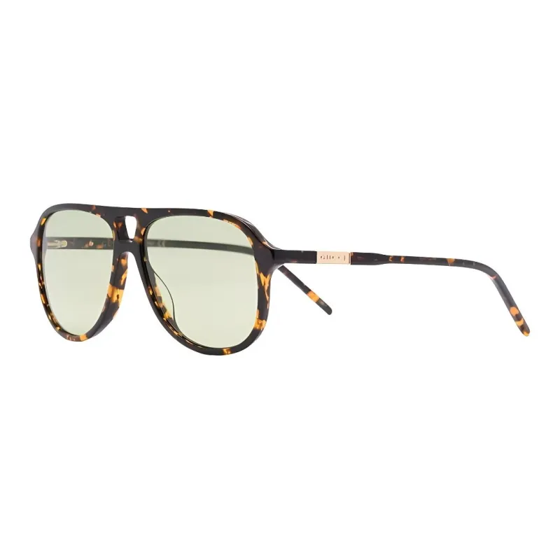 GUCCI Plate Frame Aviator Sunglasses Men's Tortoiseshell-0
